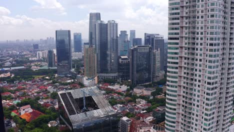 High-Rise-Buildings-On-The-Cityscape-With-Denpasar-Residence-In-Kuningan,-Karet-Kuningan,-Kecamatan-Setiabudi,-Jakarta,-Indonesia