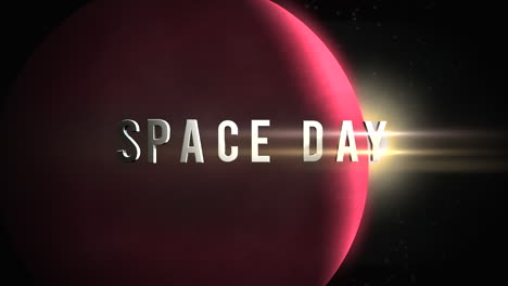 texto de día de espacio de primer plano de animación con planeta de movimiento cinematográfico y estrellas en el espacio