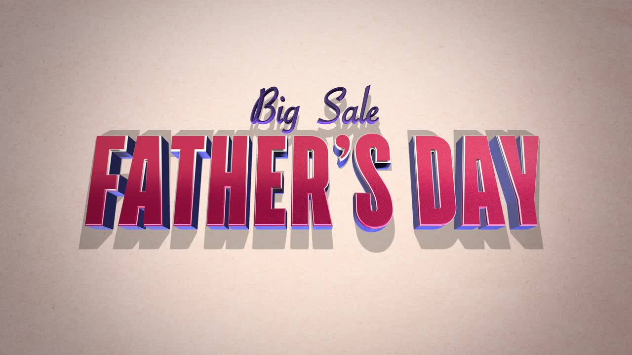 Fathers Day message in 3d floating red and blue letters on beige background