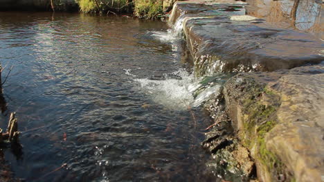 handheld shot of a little waterfall