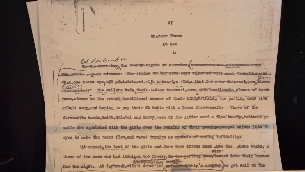 Vintage Manuscript Pages: Chapter Three, At Sea