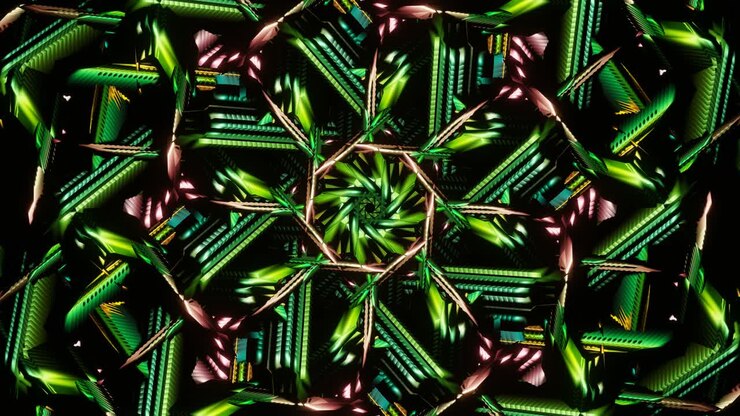 Tekoucí vícebarevná nekonečná animace kaleidoskopu
