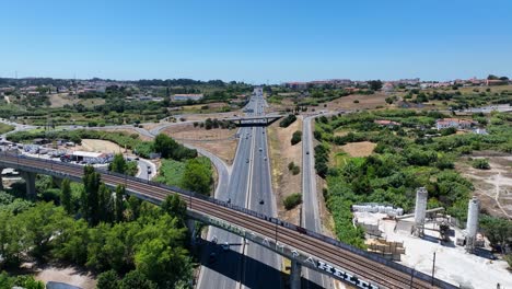 drone shot filming over and along a highway