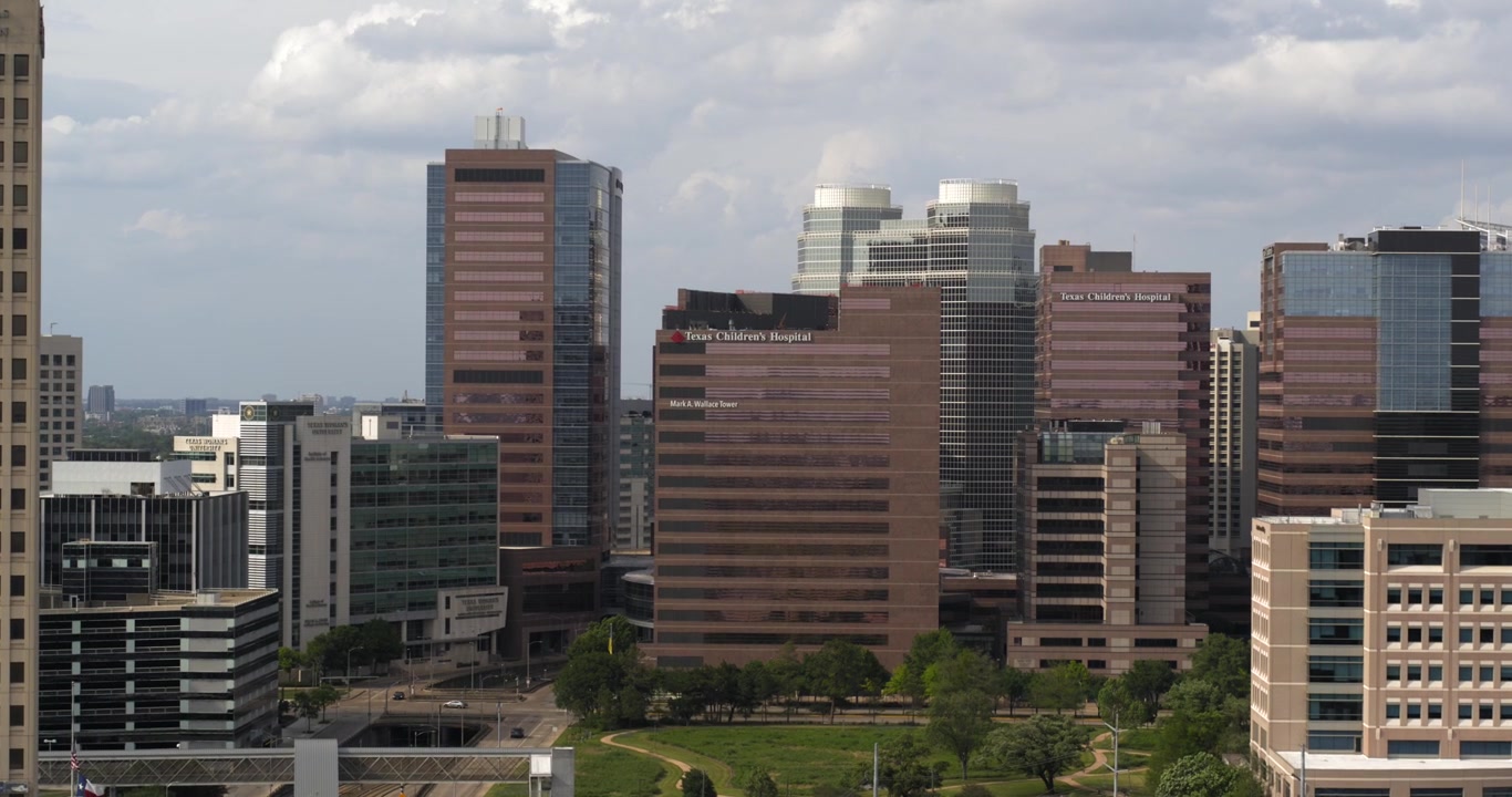 Vista de drone do Texas Medical Center em Houston