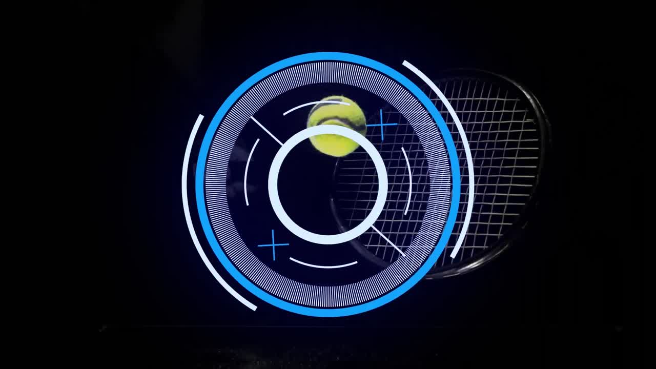 Animation of scope scanning over caucasian male tennis player