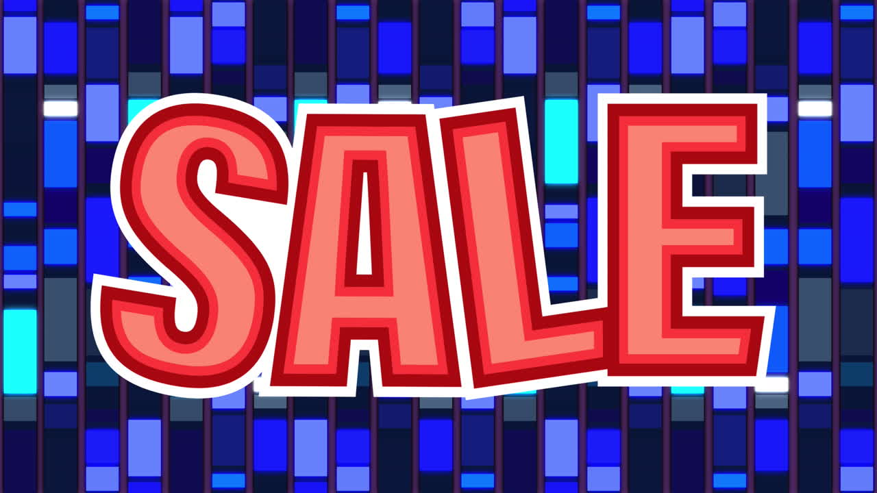 banner de texto de venta contra cuadrados de mosaico en fondo azul