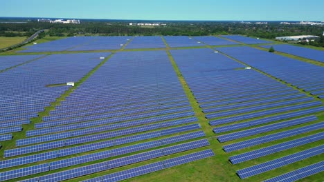 large solar farm in germany, providing clean and sustainable energy. fantastic aerial view flight static tripod hovering drone