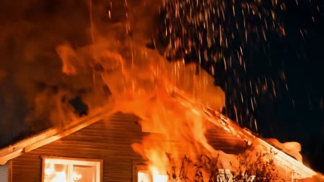 house fire at night