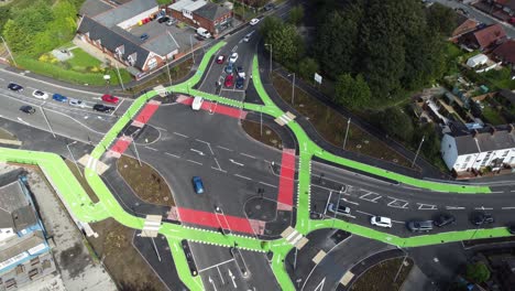 aerial view orbiting vehicles travelling st helens cyclops traffic optimisation junction crossroad intersection