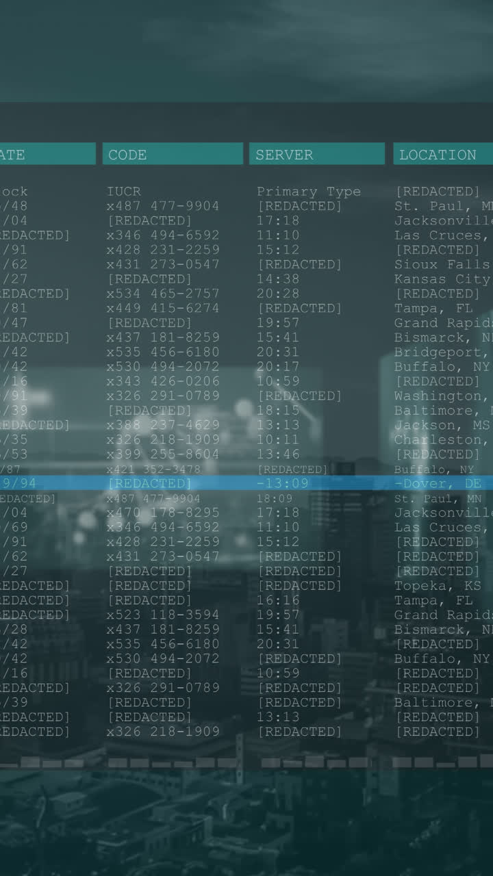 animación del procesamiento de datos sobre el paisaje urbano