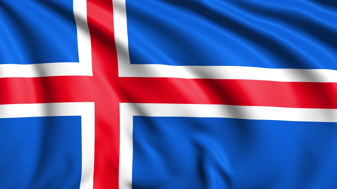 Flag of Iceland with fabric structure in the wind (loopable)
