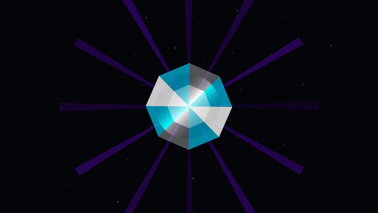 Abstract Geometric Shape Pulsing with Light Rays on Dark Background
