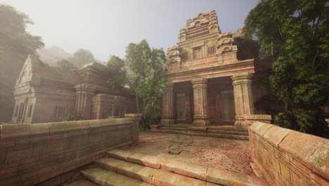 ancient temple ruins in a lush jungle