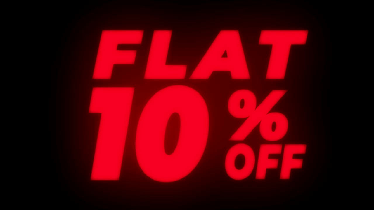 10% de descuento en el texto parpadeante de la pantalla de bucle promocional.