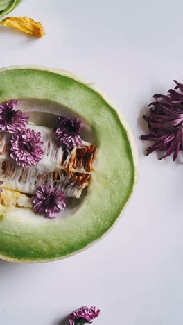 melon with flowers