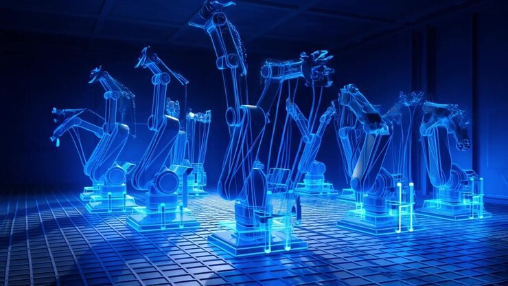 Digital Assembly of Robotic Arms in a Futuristic Factory