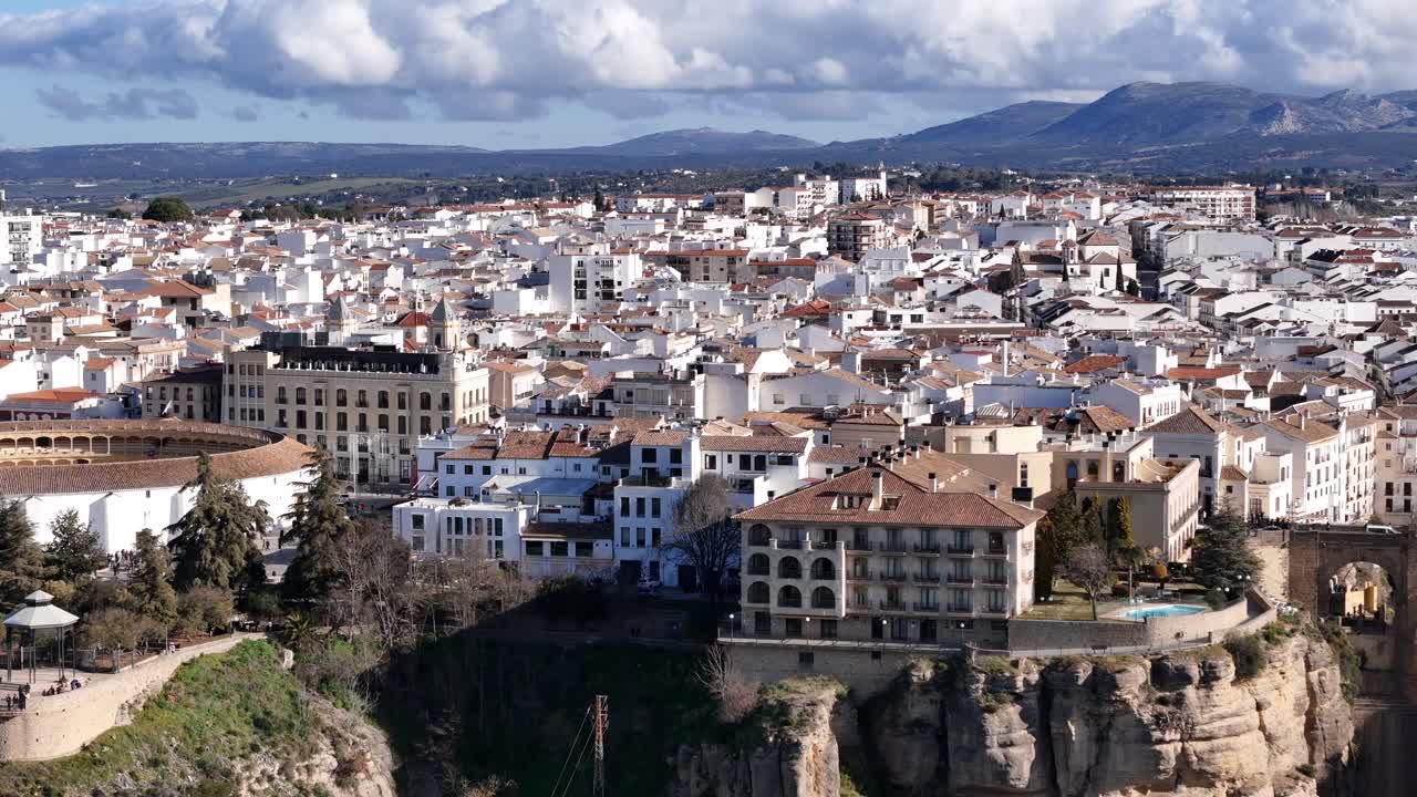 Ronda beautiful town in Southern Spain. Aerial panoramic view