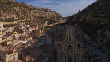 Scicli,-church-at-old-mountain-village-in-Sicily,-Italy