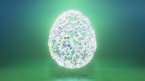 huevo de diamante girando en un fondo brillante. feliz pascua 3d renderizado huevo.4k animación de bucle sin costuras