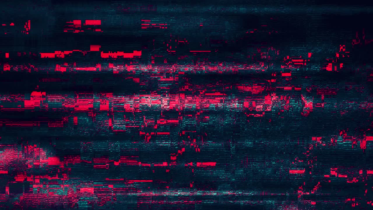 Dynamic Digital Glitch Background with Red and Teal Noise