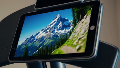 mountain view on tablet screen