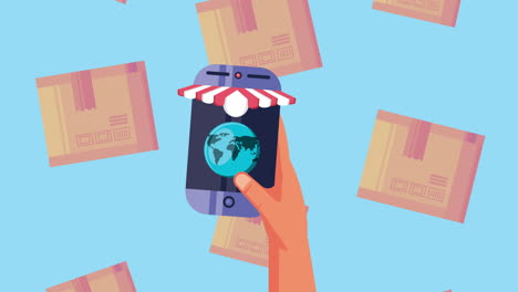 cajas de servicio de entrega y animación de teléfonos inteligentes