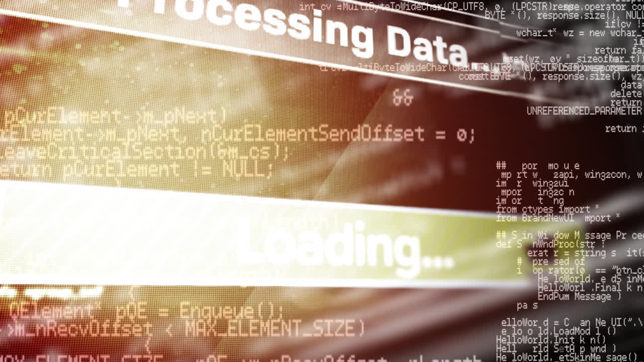 Animation of data processing on black background