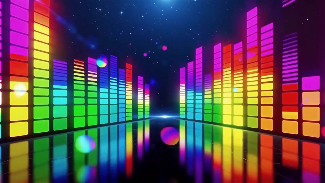 Futuristic Rainbow Neon Music Equalizer Visualizer Background