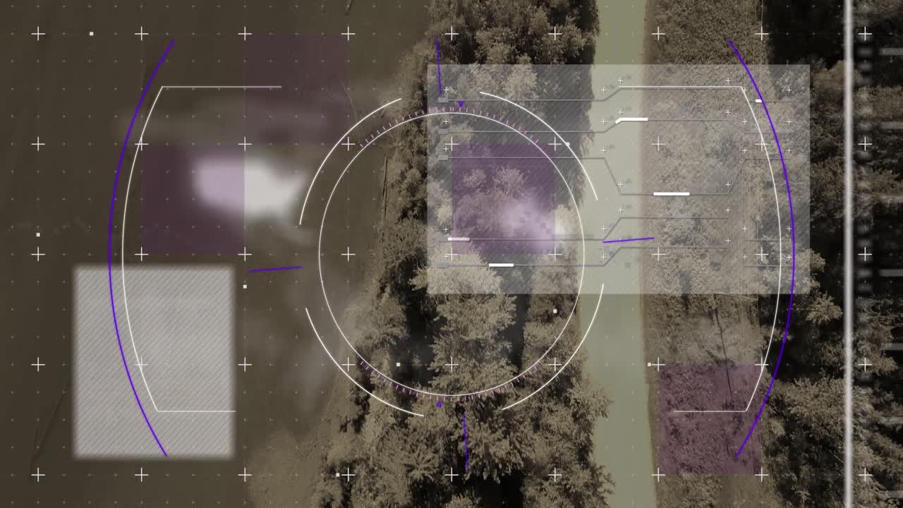 animación del escaneo de alcance y procesamiento de datos sobre carreteras y paisajes