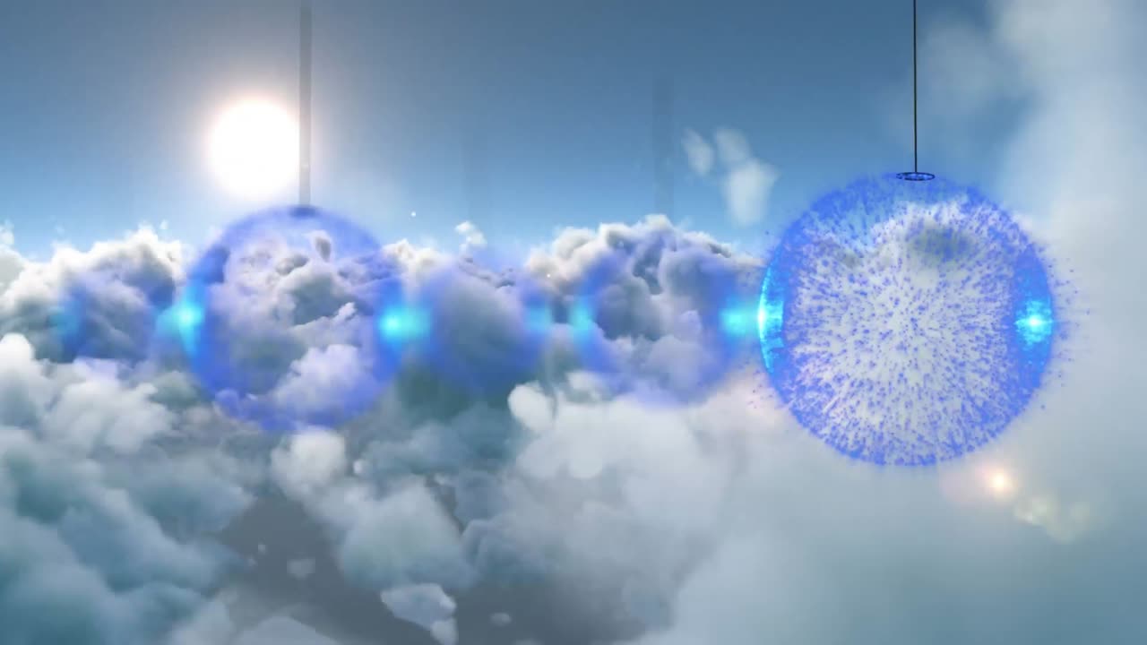 구름진 하늘 위 에 있는 크리스마스 장식물 의 애니메이션