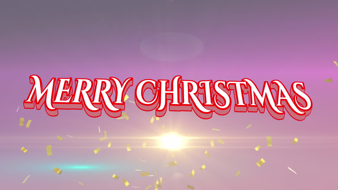 핑크색 배경에 콘페티 위에 크리스마스 축하 텍스트의 애니메이션