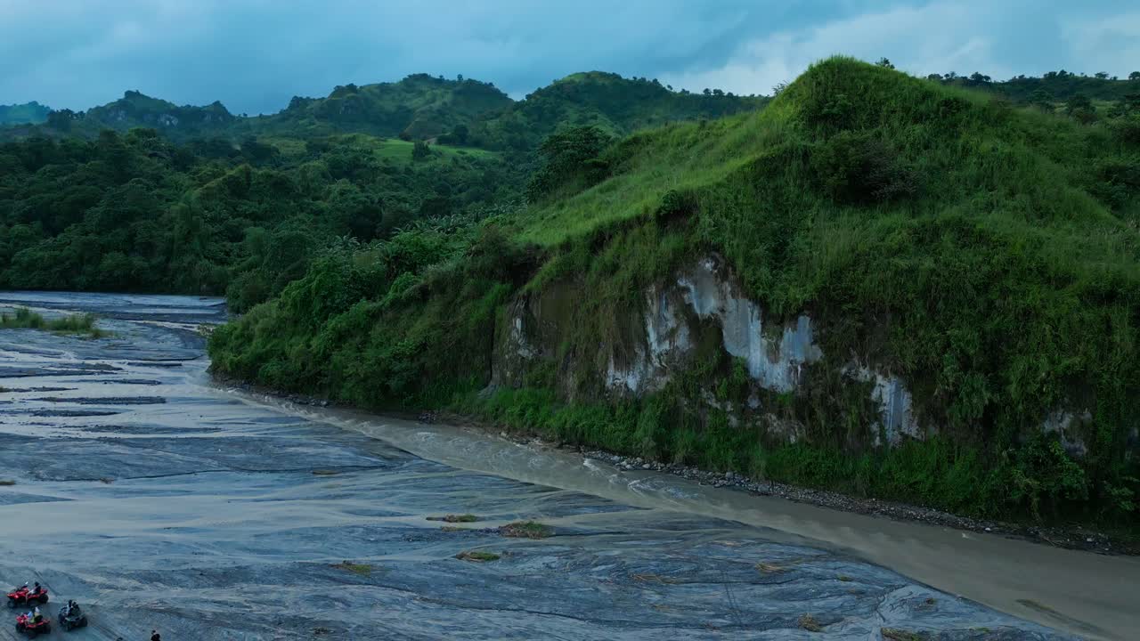 Beautiful scenery of mountains in Clark Pampanga with group of friends