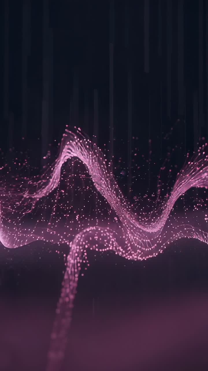 Vertical video: Rising faint band spurring pink wave peaking on navy backdrop with streaks
