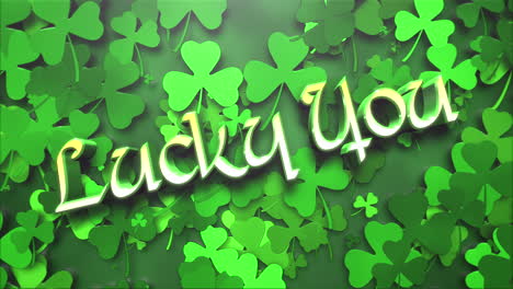 lucky you with fly shamrocks pattern on green gradient