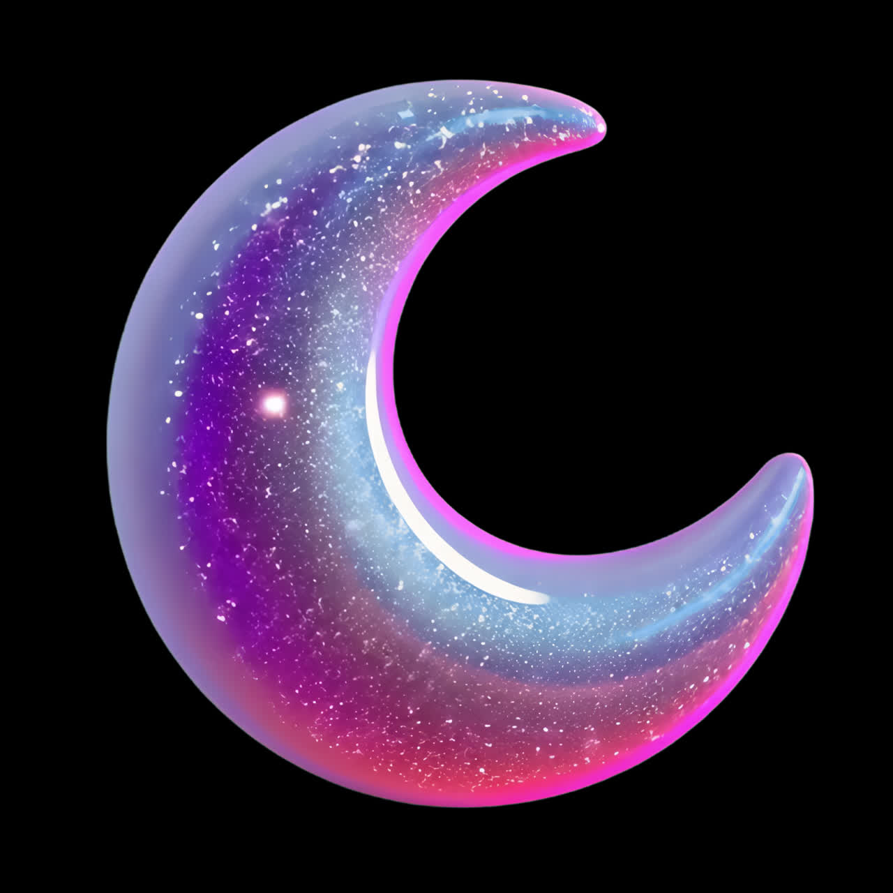 Pink aesthetic crescent moon animation isolated asset, transparent 4K video, alpha channel, ProRes