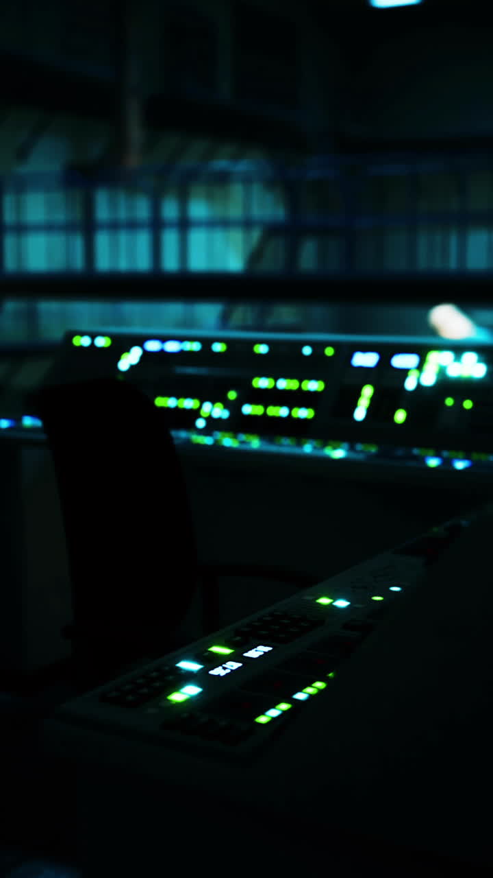 Close-up of a control panel in a dark industrial setting