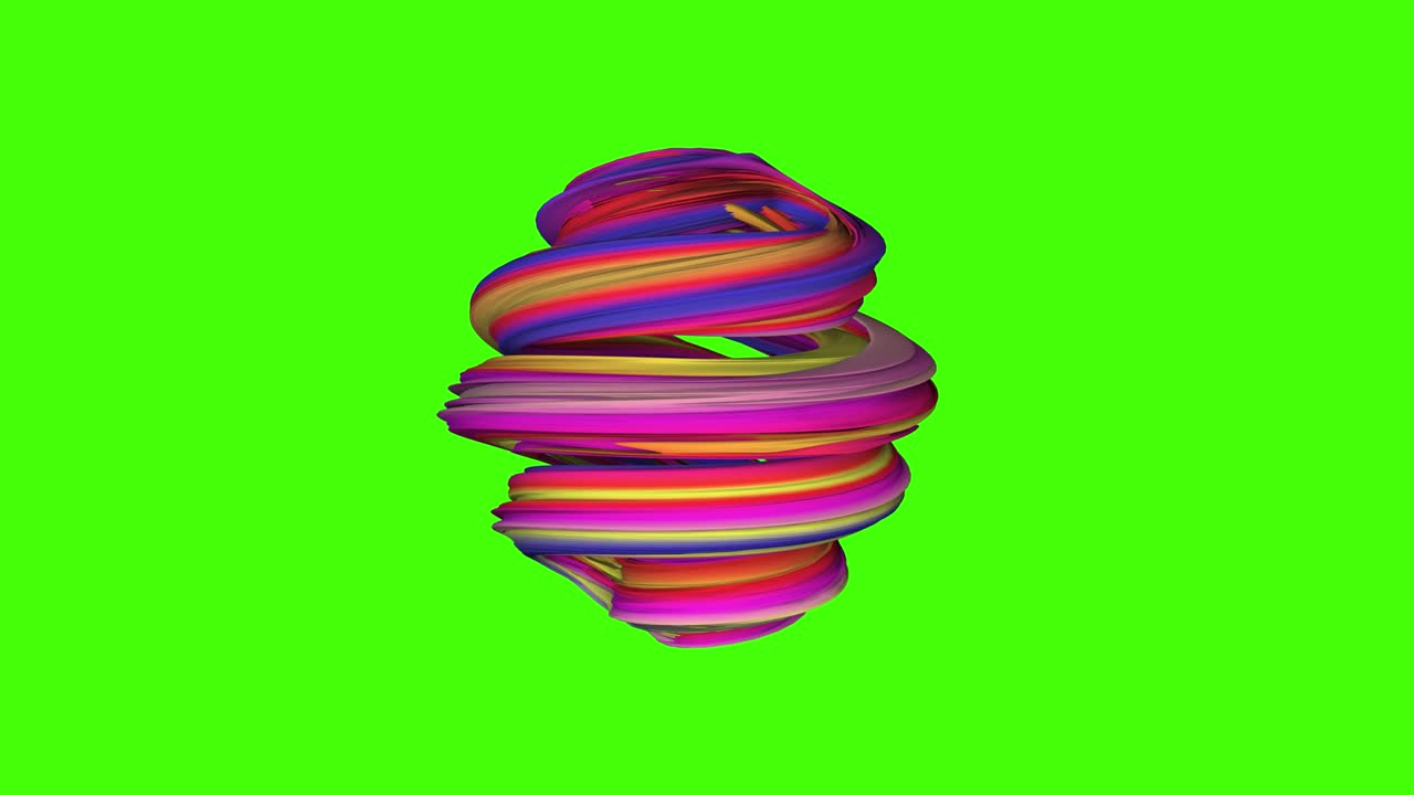 animación de forma 3d abstractamente colorida en pantalla verde tecla de croma, elemento de diseño gráfico