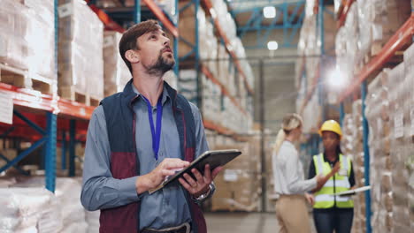 warehouse workers using tablets for inventory management