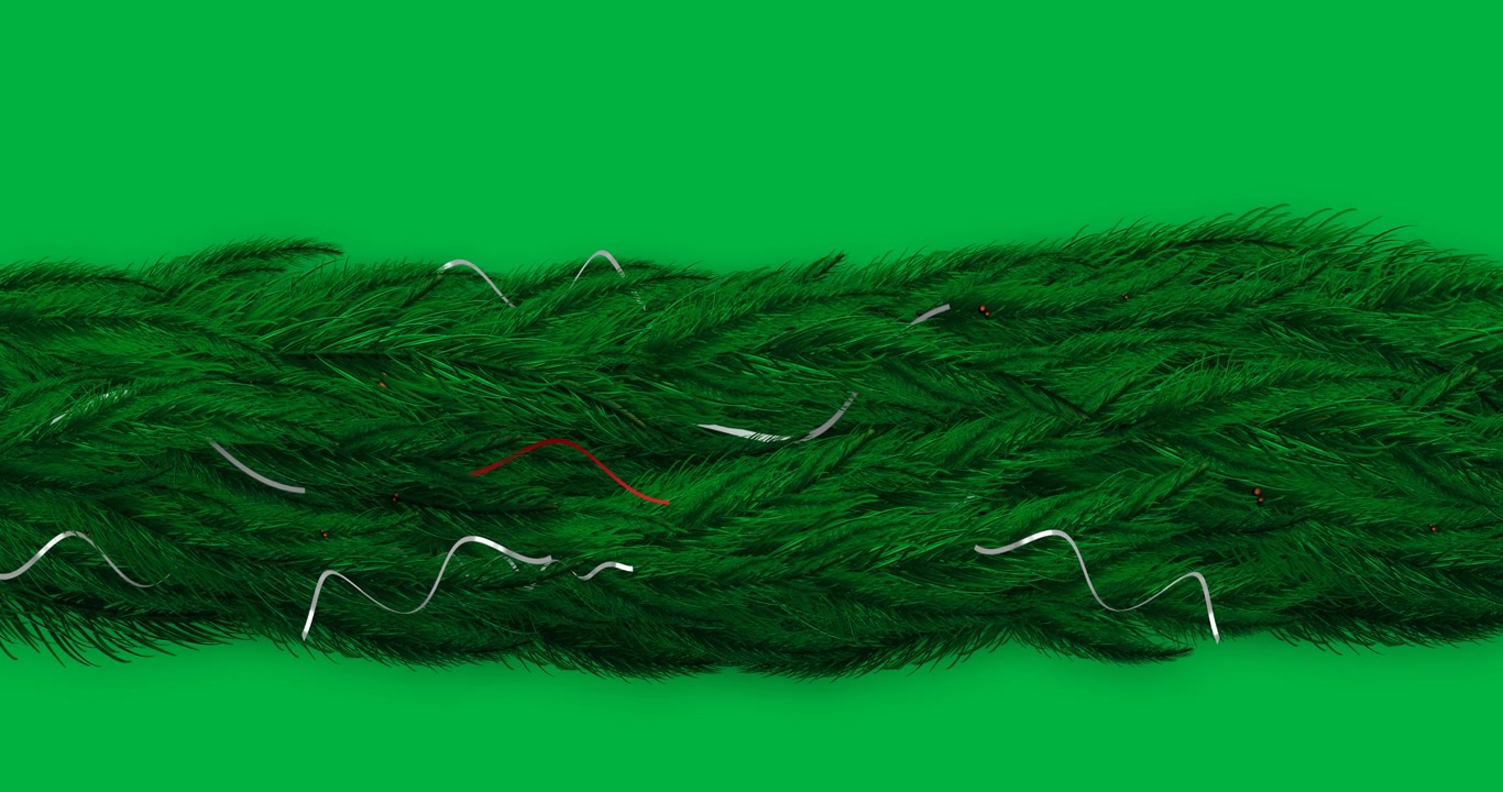 Animazione digitale di un ramo di albero verde con spazio per il testo su sfondo nero.