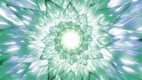 beautiful glowing star geometric shapes animation.  light green and blue spherical floral abstract loop background