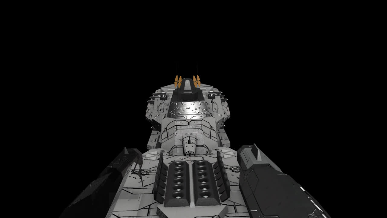 Rear View of a Futuristic Spaceship