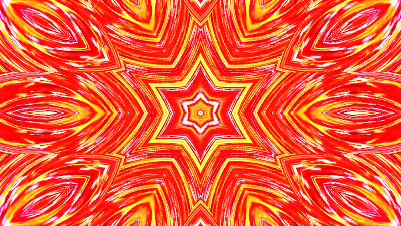 Beautiful color red abstract kaleidoscope that shines, a radiant light that regulates the subtle movements
