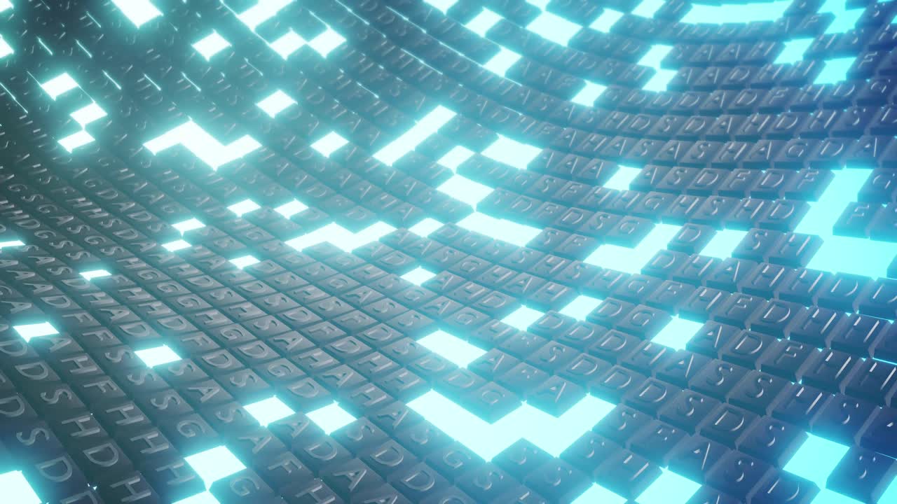 Animation of moving tile wall over light background