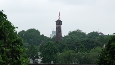 imperial citadel of thang long tower vietnam national flag landmark hanoi southeast asia