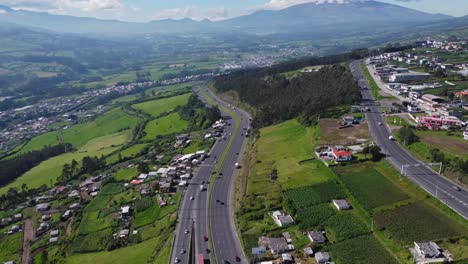 aerial view santa rosa curve cutuglahua ecuador panamericana highway e-35