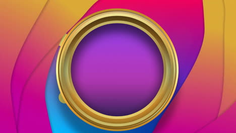 Animation-of-purple-circle-in-gold-frame-spinning-on-patterned-background