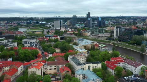 high-rise buildings at vilnius business district from old town along neris river in lithuania