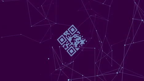 QR-code-scanner-over-network-of-connections-against-blue-background