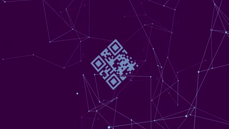 escáner de código qr sobre una red de conexiones contra un fondo azul