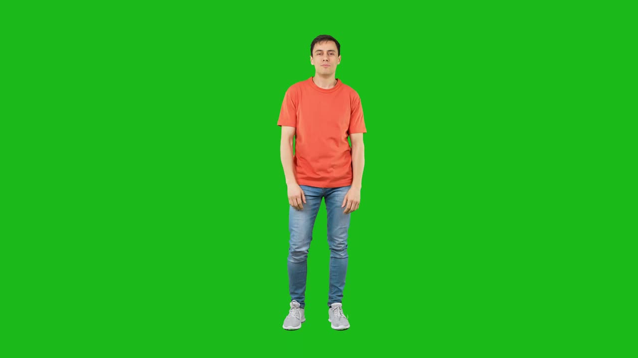 Excited Man Cheering and Celebrating on Green Screen